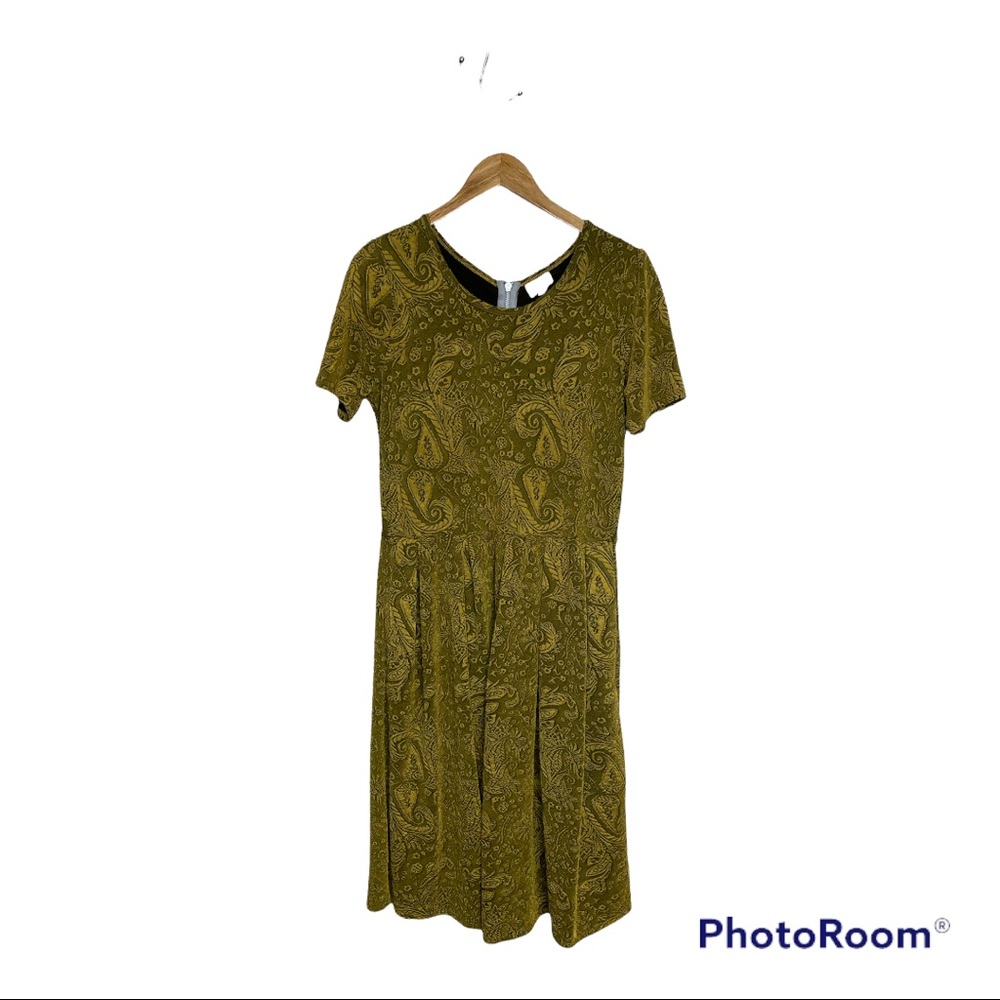 Yellow Patterned Zippered Back LuLaRoe Dress